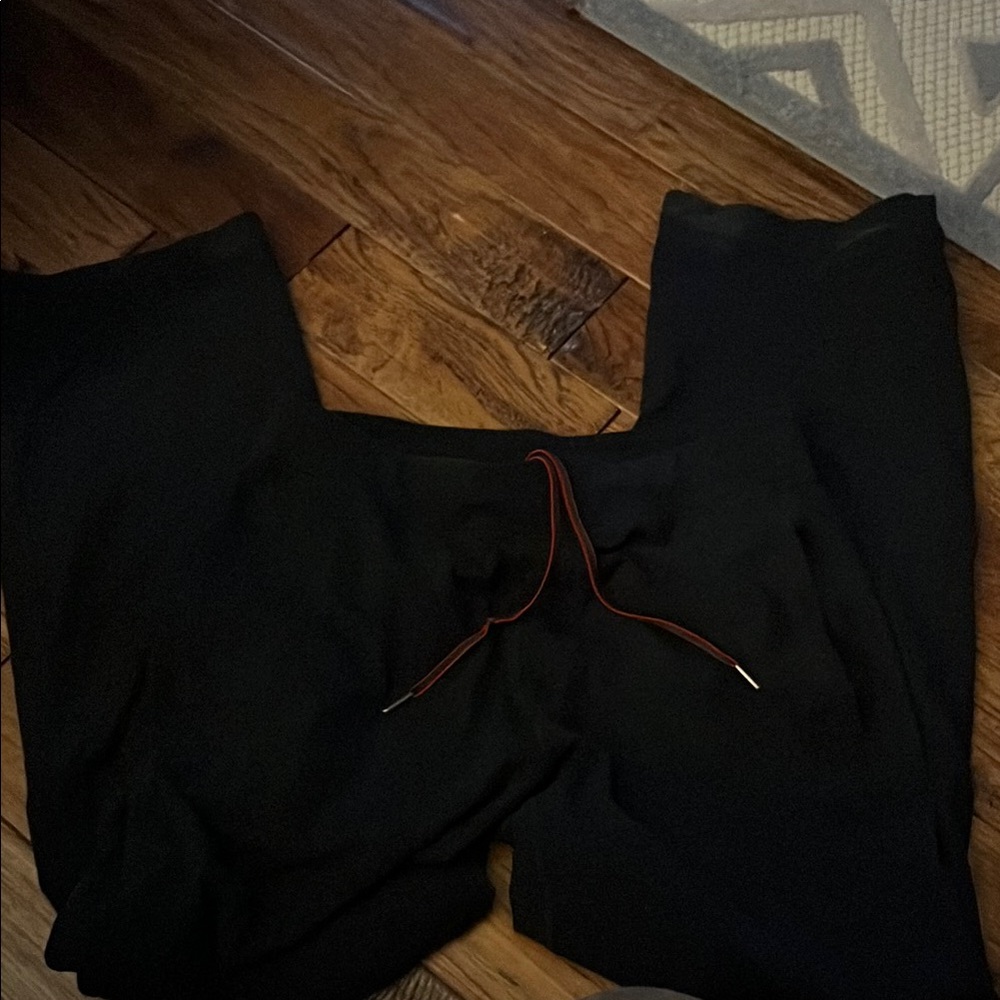 Black Track Pants with Red Drawstring